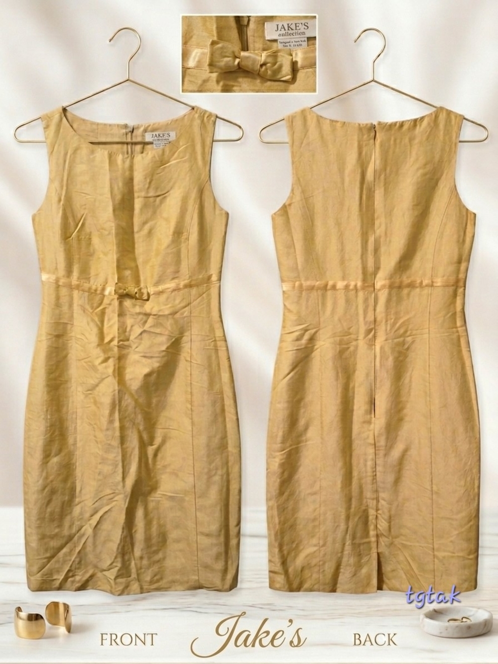 Jake's Tailored Sleeveless Midi Dress in Pale Yellow